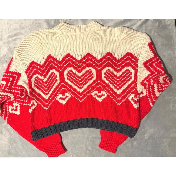 Free People Sweater Red Heart Wool Alpaca Crop - Picture 3 of 5